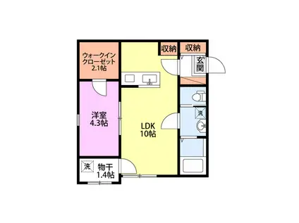 LUCEII(1LDK/2階)の間取り写真