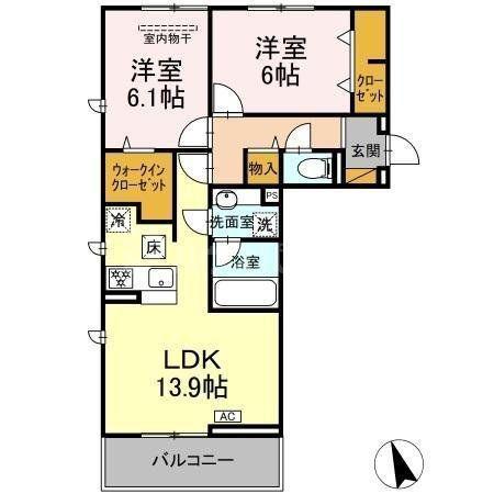 ソラーナ(2LDK/1階)の間取り写真
