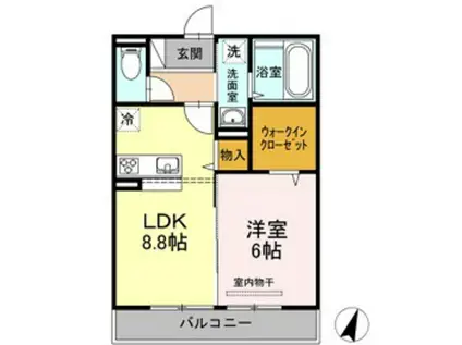 イヴェール(1LDK/3階)の間取り写真