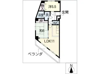 BUILD植田(2LDK/3階)の間取り写真