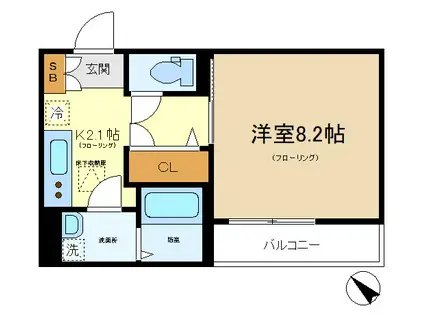 HAPPINESS(1K/1階)の間取り写真