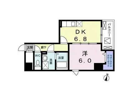 インテルノ芦花(1DK/4階)の間取り写真