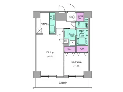 レジディア文京本郷III(1LDK/13階)の間取り写真