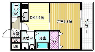 ステラウッド高鷲(1DK/1階)の間取り写真