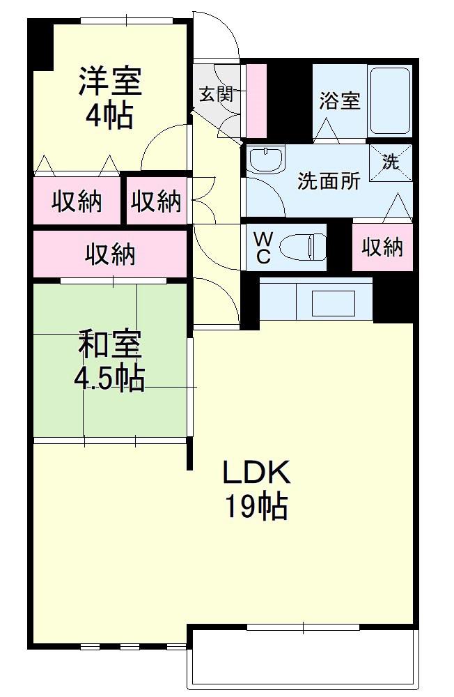 パークビュー四ツ池(2LDK/3階)の間取り写真