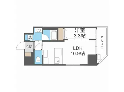 WAVE ON HORIE TOWER(1LDK/6階)の間取り写真