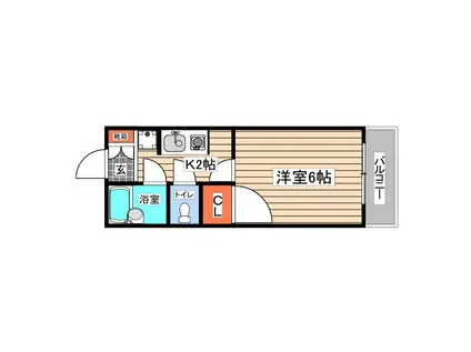 サンヒルズミヤケ倉本(1K/2階)の間取り写真