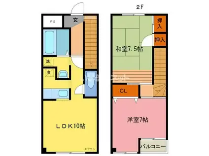 ラフォーレ田中町(2LDK/1階)の間取り写真