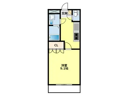 マサケンハイツ(1K/2階)の間取り写真