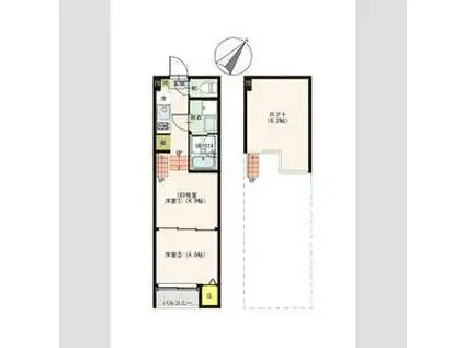 ハーモニーテラス新田8(1DK/1階)の間取り写真