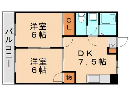 アカラ引野(2DK/2階)の間取り写真