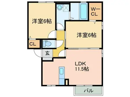 ストリートM(2LDK/1階)の間取り写真