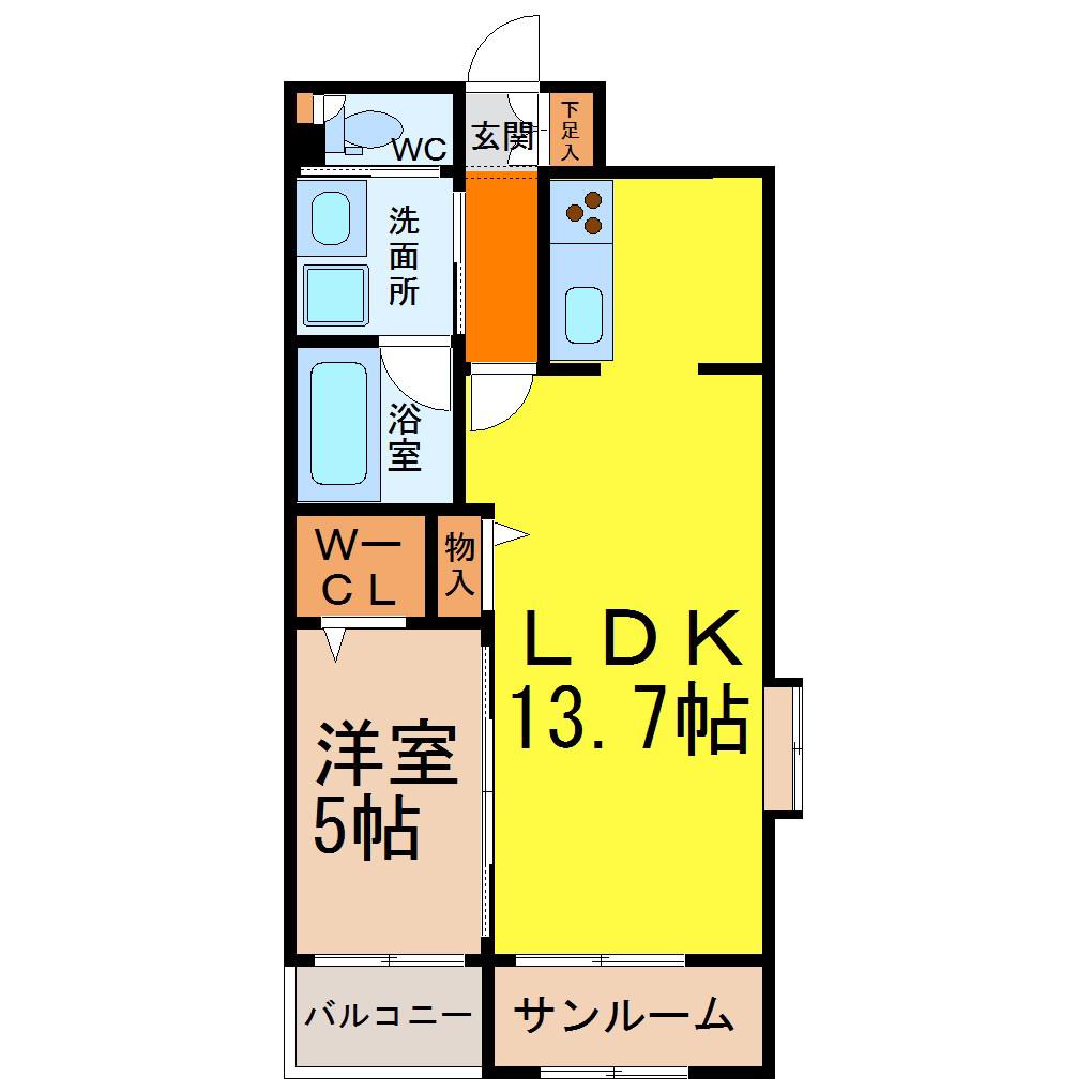 あいさきがけ(1LDK/2階)の間取り写真