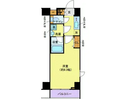 ガリシアレジデンス芝公園(1K/2階)の間取り写真