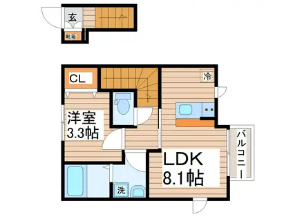 LINK STAGE富沢駅前III(1LDK/2階)の間取り写真