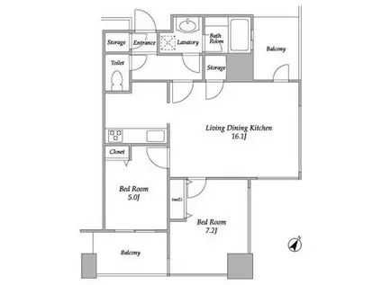 プラザタワー勝どき(2LDK/35階)の間取り写真