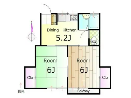 コーポ天の川(2DK/1階)の間取り写真