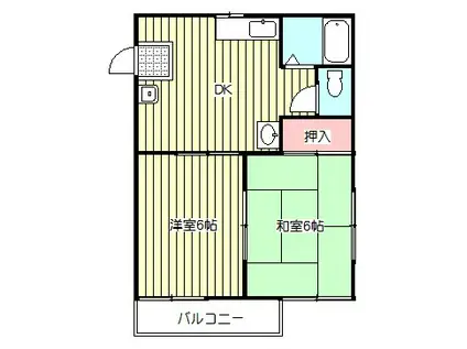 ラ・フェール北町(2DK/2階)の間取り写真