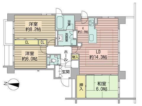 桂和レジデンス円山桜(3LDK/7階)の間取り写真