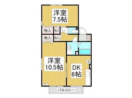 シャルマン稲里(2DK/1階)の間取り写真