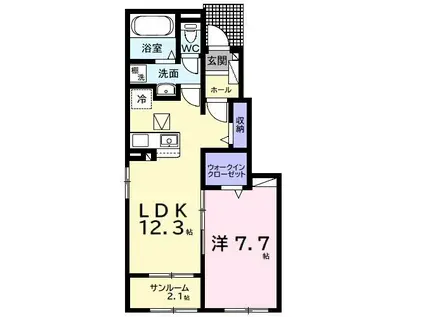 ジリータC(1LDK/1階)の間取り写真