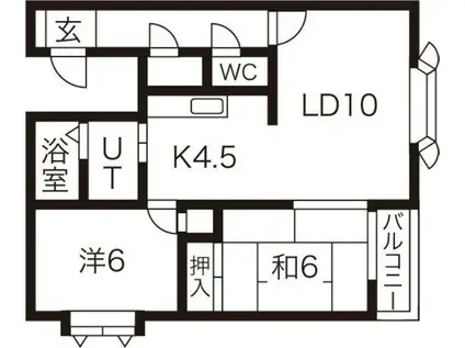 パレオコートK(2LDK/1階)の間取り写真