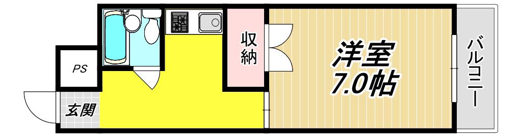 ロイヤルメゾン武庫之荘VII(1K/3階)の間取り写真