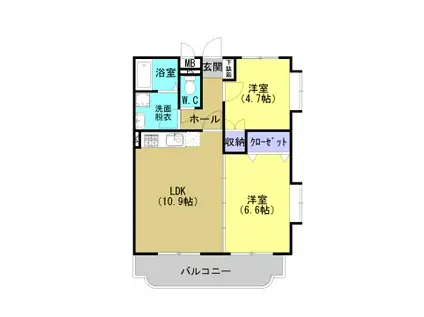 クリザンテーム(2LDK/3階)の間取り写真