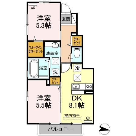 セントエミリオン(2DK/1階)の間取り写真