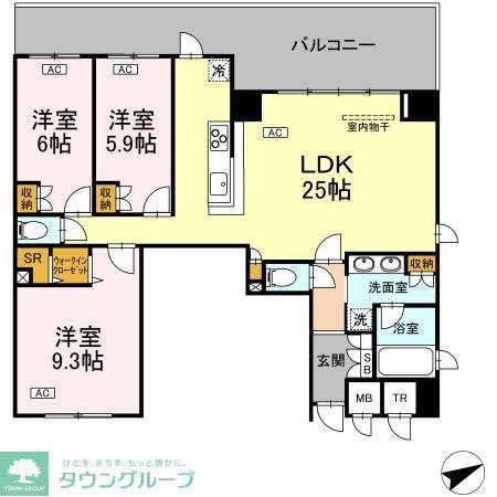 サンジョイアゼロ(3LDK/8階)の間取り写真