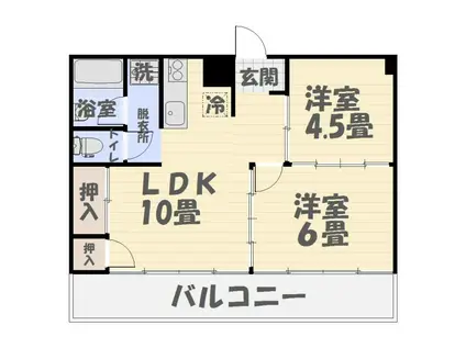 神田橋ビル(2LDK/4階)の間取り写真