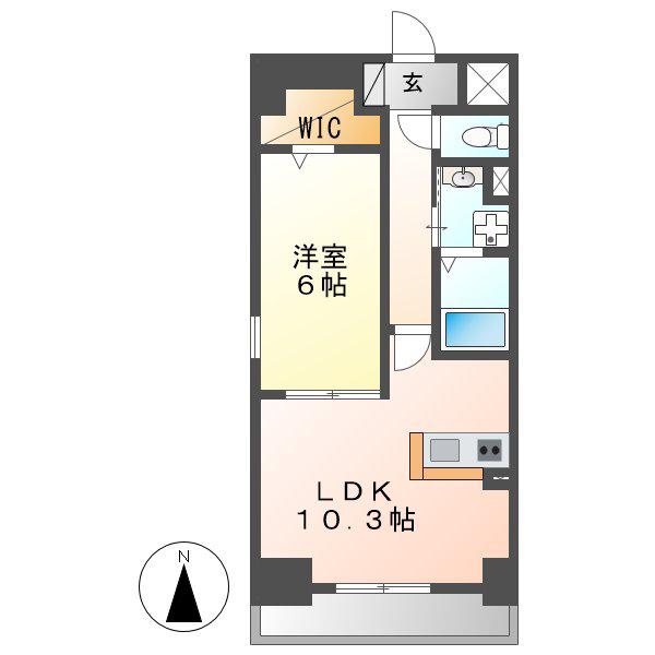ビアンコネロ(1LDK/5階)の間取り写真