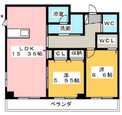 レガーロ掛川(2LDK/5階)の間取り写真