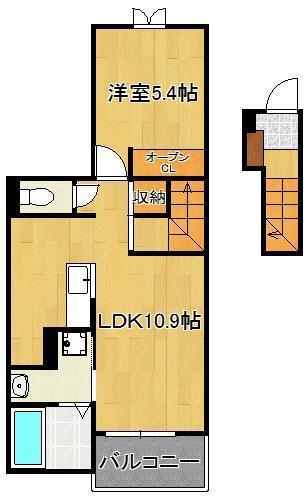 ハーモニーガーデン小文字I(1LDK/2階)の間取り写真