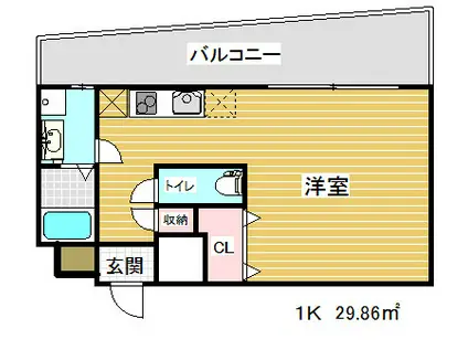 ウィルドゥ三宮イースト(ワンルーム/8階)の間取り写真
