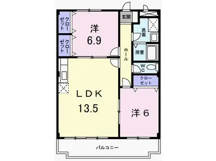 エスポワール花田(2LDK/3階)の間取り写真