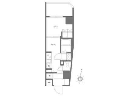 グランパセオ清澄白河II(1DK/7階)の間取り写真