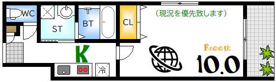 スリジエ南千田(1K/2階)の間取り写真