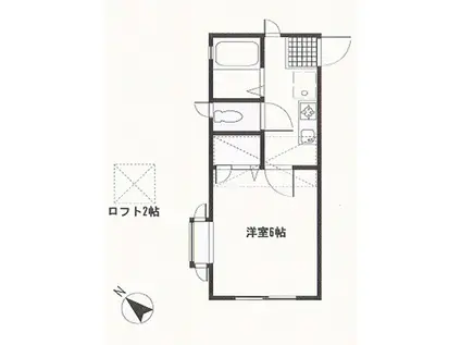 ウエストフィールド(1K/2階)の間取り写真