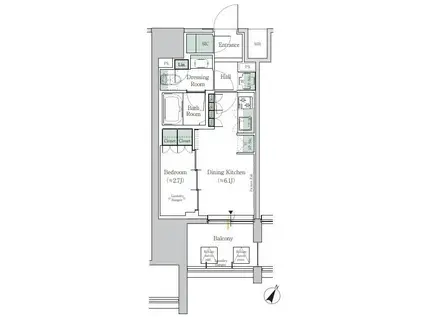 ONE ROOF RESIDENCE TAMACHI(1DK/4階)の間取り写真