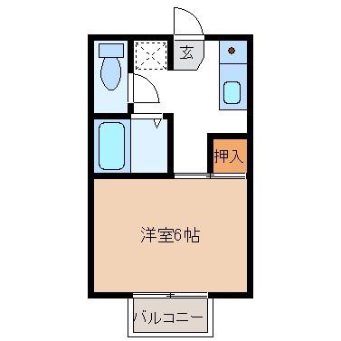 ハイツ61(1K/2階)の間取り写真