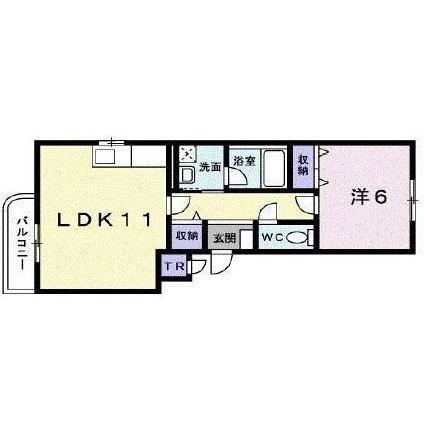 プリートミハラ(1LDK/1階)の間取り写真