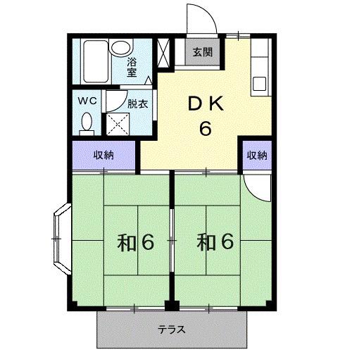 シャルマンB(2DK/1階)の間取り写真