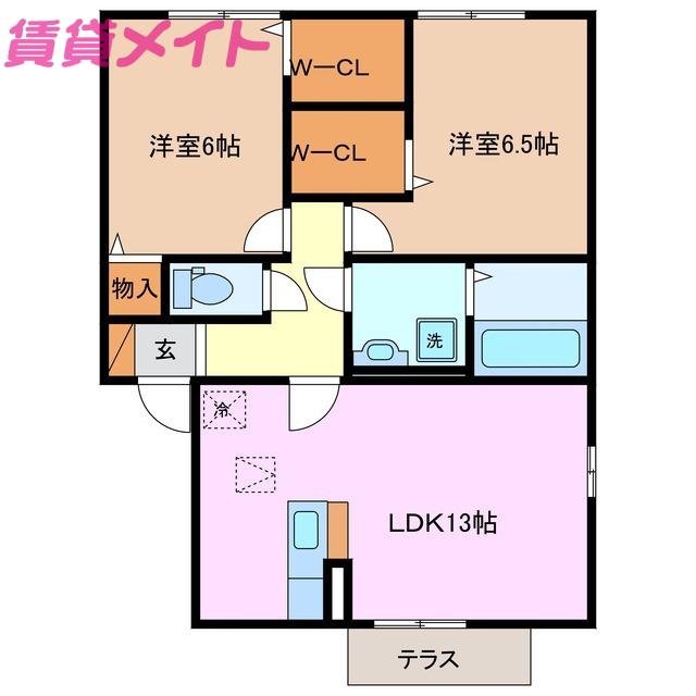 アーデ フライア D棟(2LDK/1階)の間取り写真
