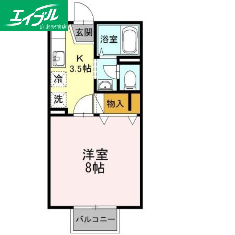 メゾンたちばな B(1K/2階)の間取り写真