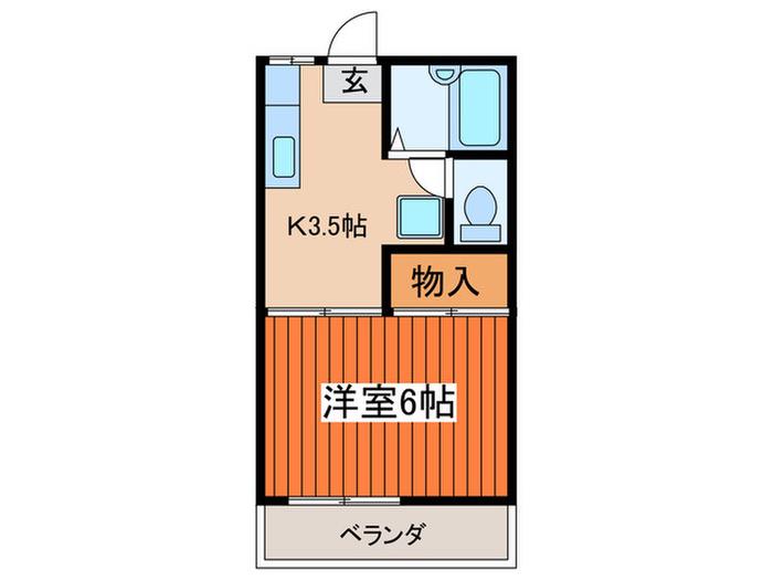 グランデュールゆめの樹(1K/1階)の間取り写真