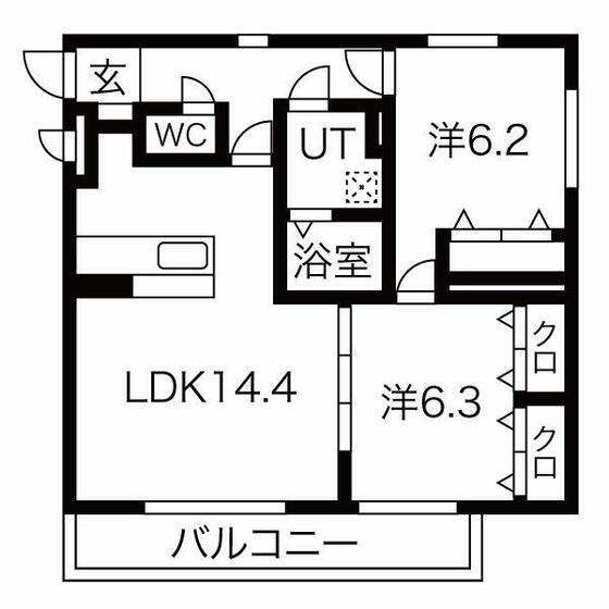 プリマヴェーラ(2LDK/4階)の間取り写真