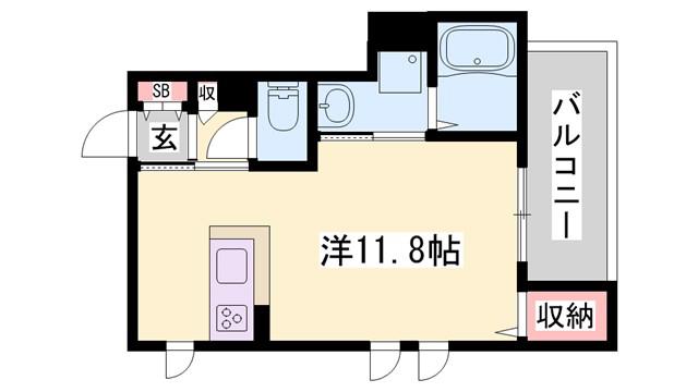レトワール(ワンルーム/2階)の間取り写真
