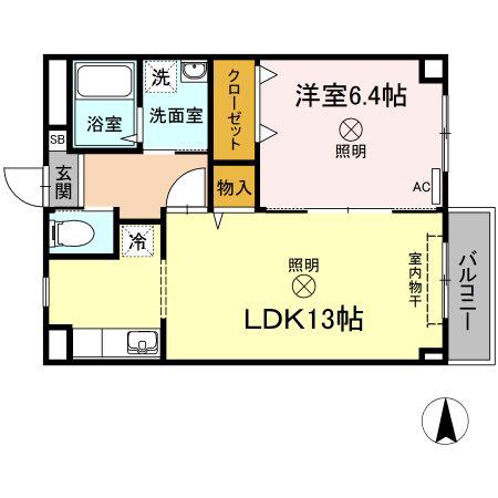 エスポワール大安寺(1LDK/3階)の間取り写真