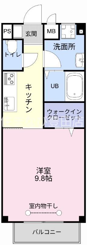 ヴィラ・ルミエールII(1K/2階)の間取り写真